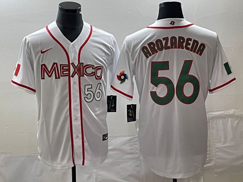 Men 2023 World Cub Mexico #56 Arozarena White green Nike MLB Jersey 5